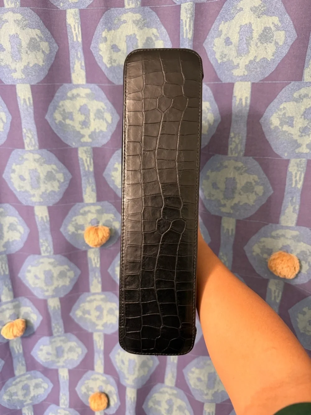 Furla Diamante Black Crocodile Embossed Shoulder Bag - Picture 5 of 10